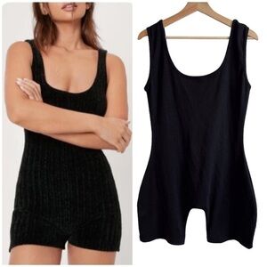 NASTY GAL COLLECTION Black Ribbed Playsuit Romper size 10